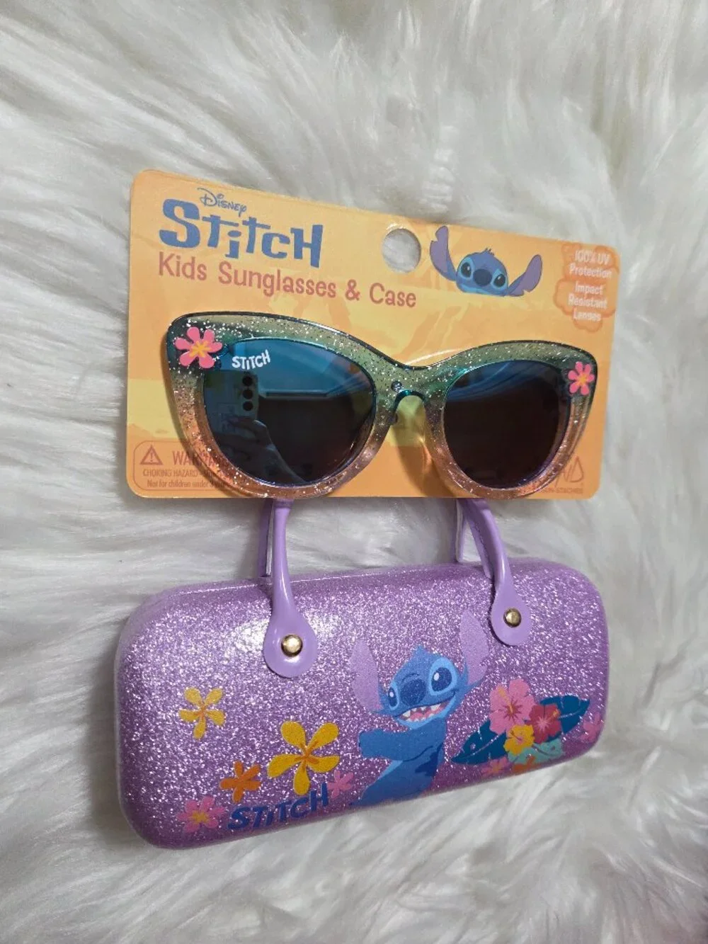 Stitch Glitter Cat-Eye Sunglasses & Hard Case